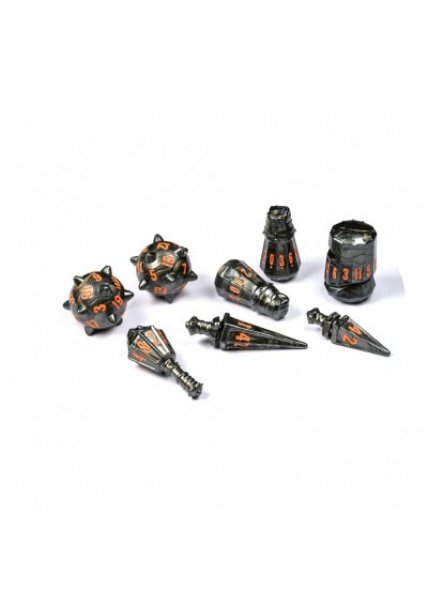 Polyhero Dice: The Warrior 8-Dice Set Steel Grey